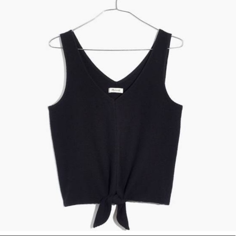 Madewell texture and thread ribbed tie front tank